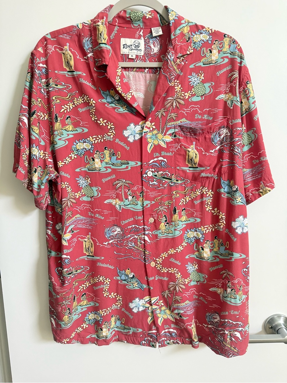 REYN SPOONER Hawaiian Shirt Honolulu Pidgin Print XL